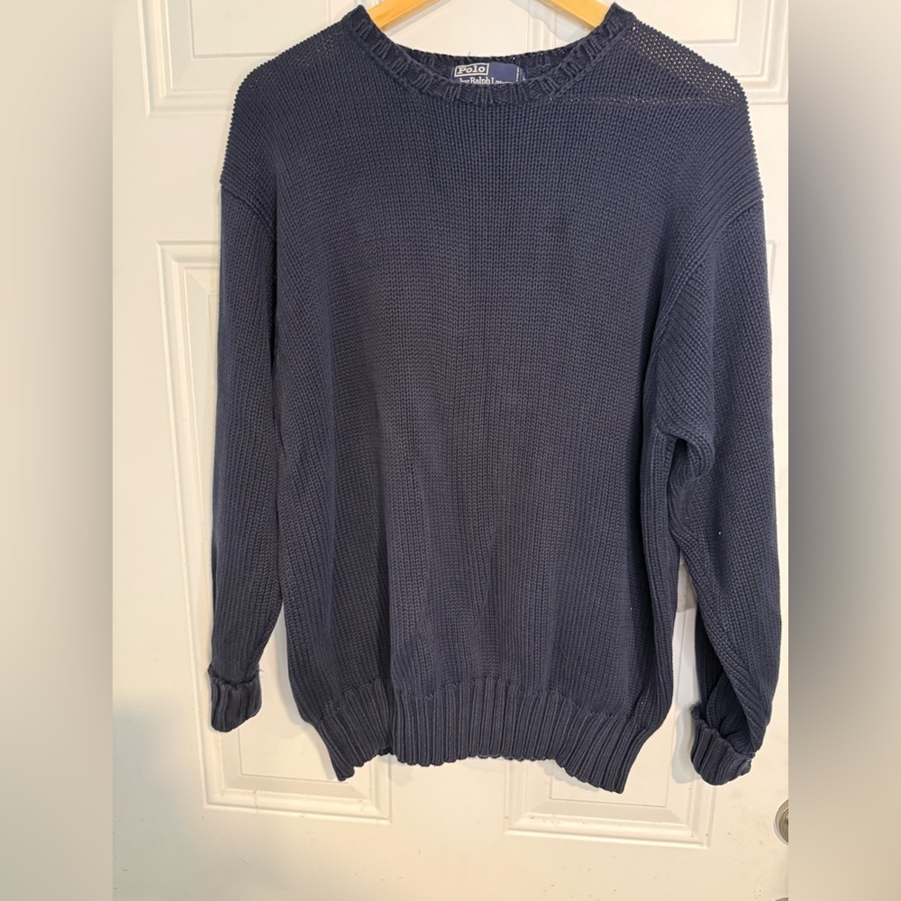 Ralph Lauren Blue Crewneck Sweater Classic Knit